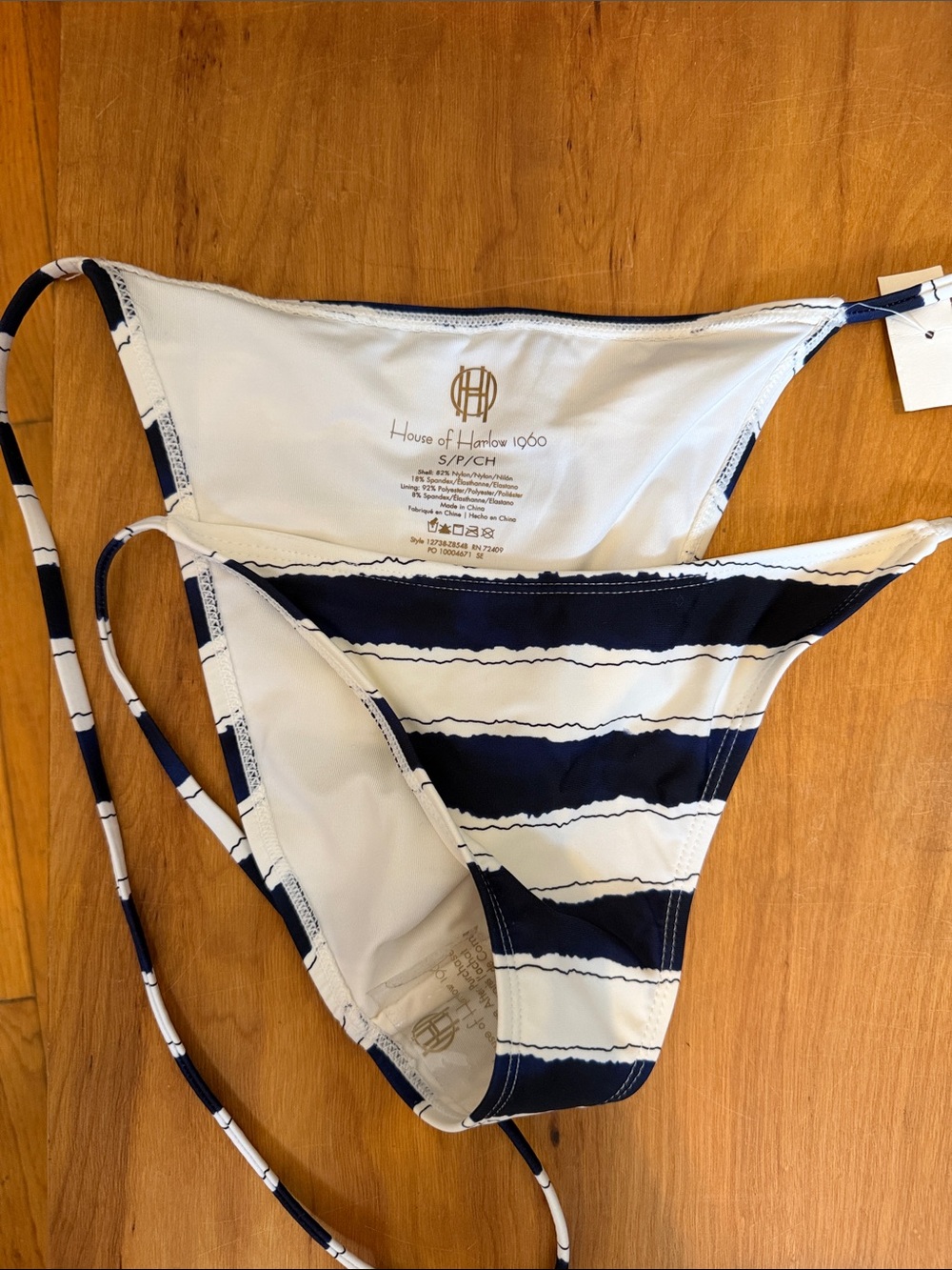 House of Harlow 1960 Navy & White Striped Tie-Side Bikini Bottom